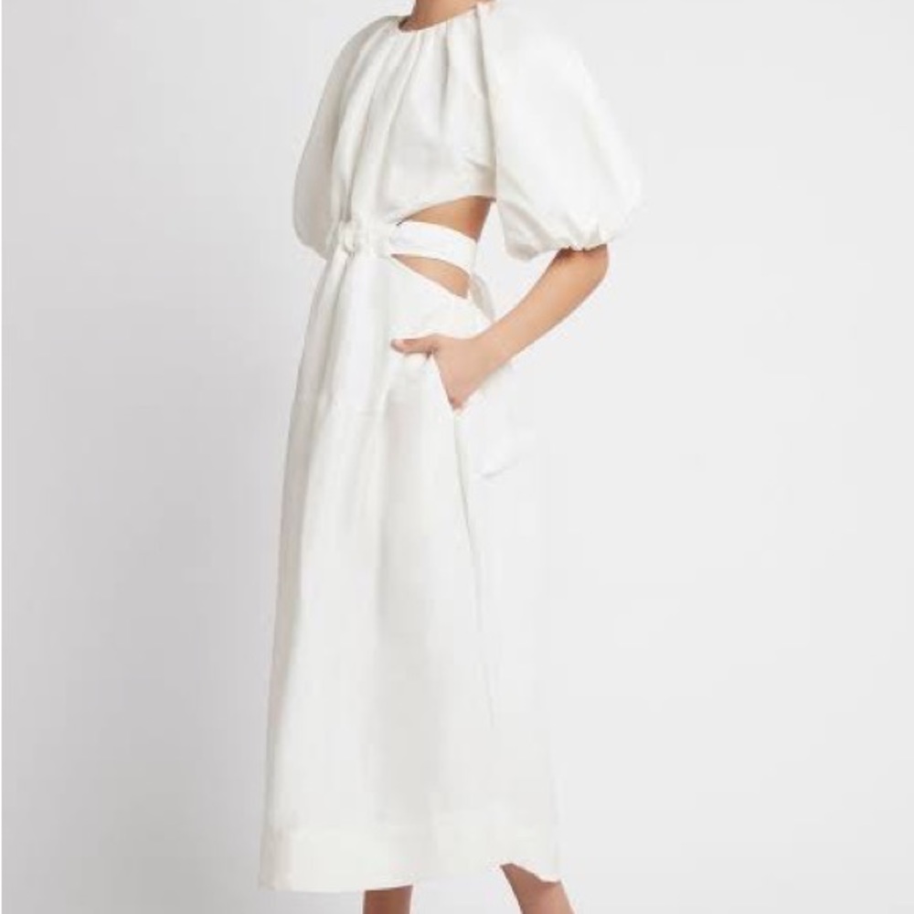 Aje Mimosa Cut Out Midi Dress - ivory - size 8 - Picture 4 of 7